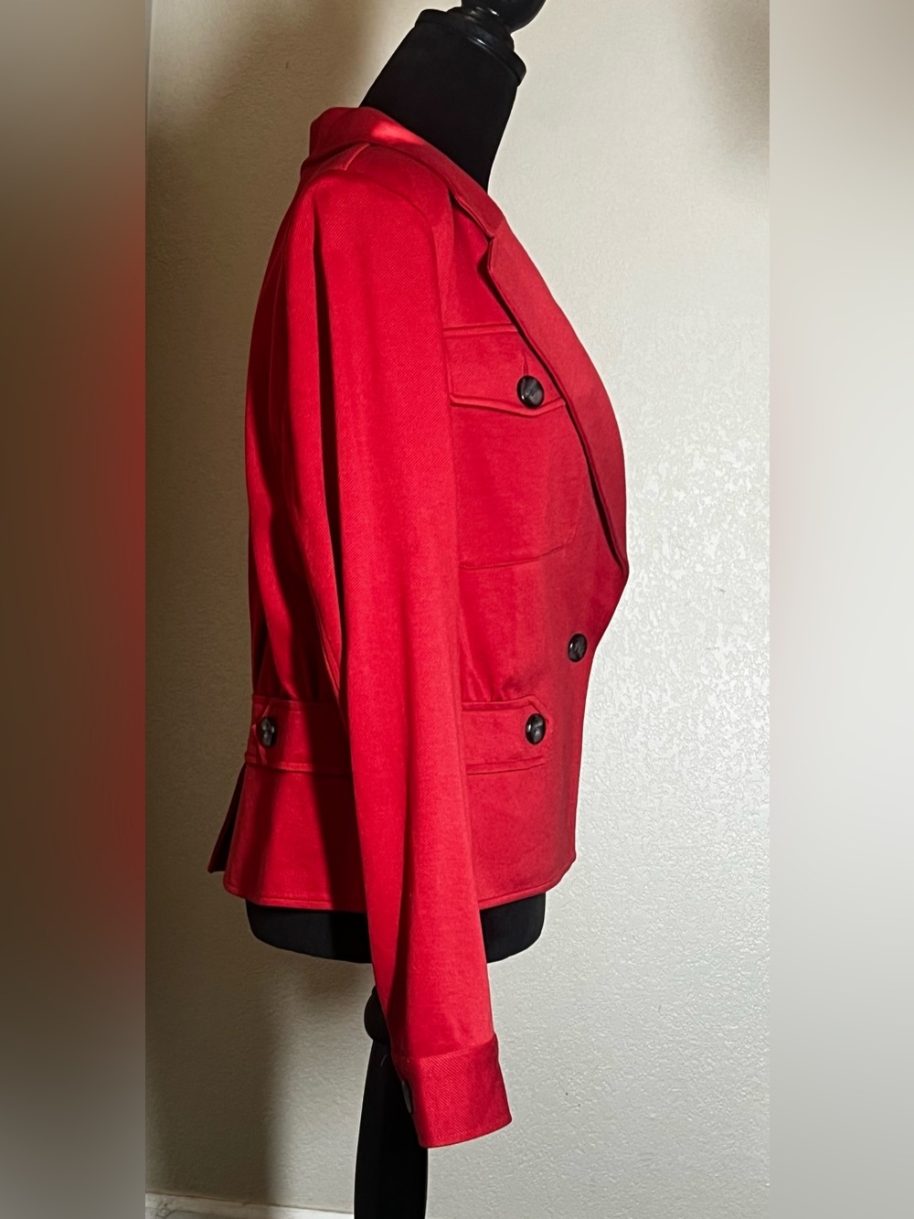 CAbi Red Women's Tailored Button-Front Jacket, sz 12 - Picture 3 of 6